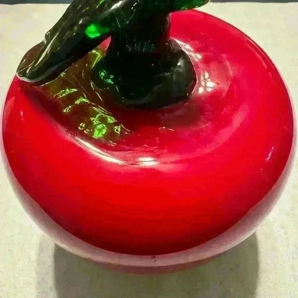 Beautiful Red and Green Apple Glass Paperweight - Picture 2 of 8